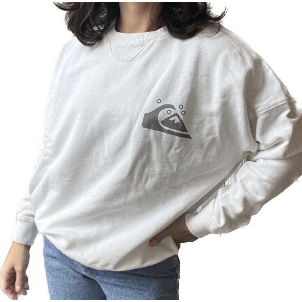 VINTAGE Quicksilver Sweatshirt Sz Small White/Gray